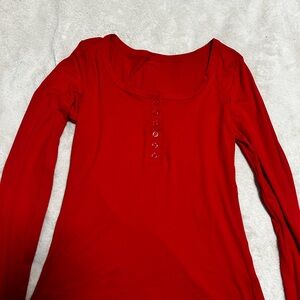 Women's Red Long Sleeve Top